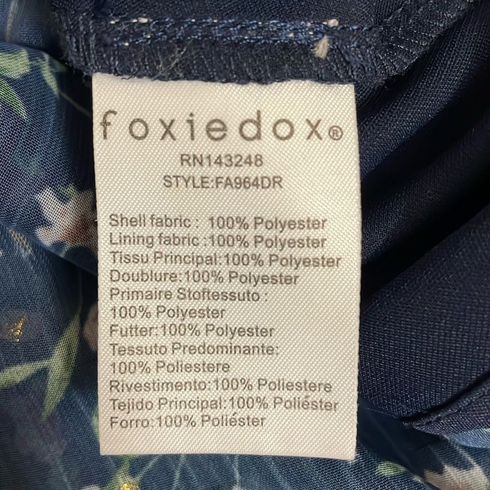 Anthropologie Foxiedox “Carolina” Navy Blue Floral Layered Semi-Sheer Midi (2) - Picture 12 of 16